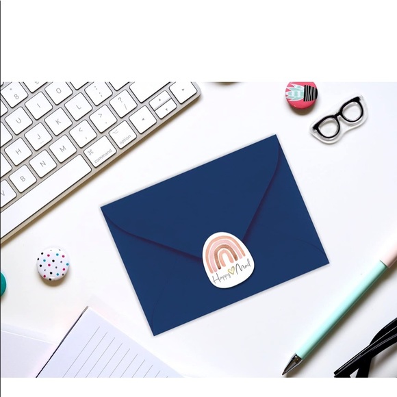 POSHER FAVORITE 🎉50 Designer HAPPY MAIL 2 inch stickers- Gold Foil Boho Rainbow - Picture 6 of 6